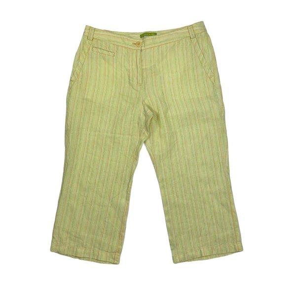 Sigrid Olsen 8 Capri Pants 32 X 21  Striped Yellow - Picture 1 of 6